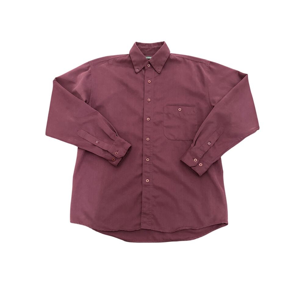 Bruno Sueded Microfiber Mens Sz M Long Sleeve Button Up Burgundy Shirt